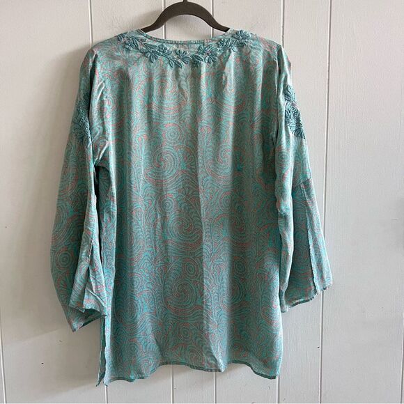 Amaya 100% Silk Embroidered Blouse Tunic - Picture 7 of 11